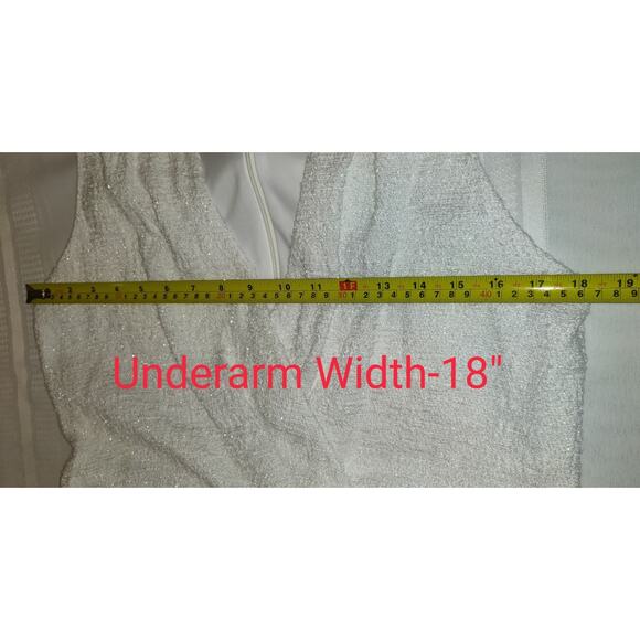 Badgley Mischka Dress Womens Plus 16 White Party Formal Gown Sparkly Peplum Text - Picture 14 of 16